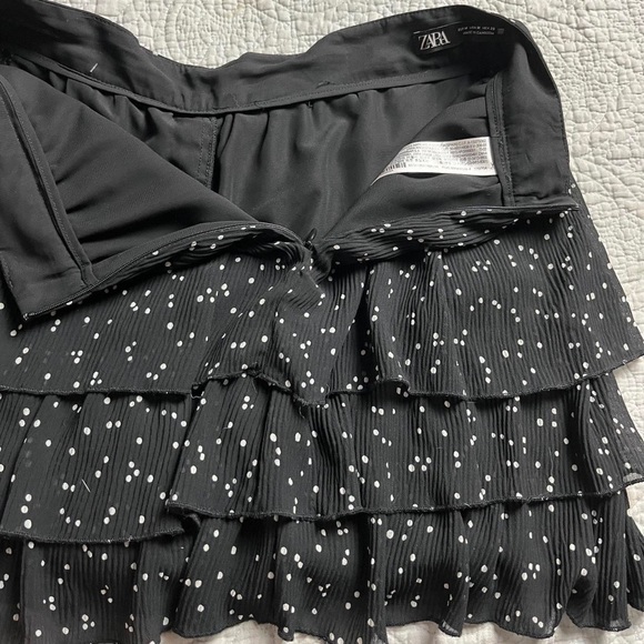 Zara black polka dot tiered Ruffle skirt - Picture 5 of 6